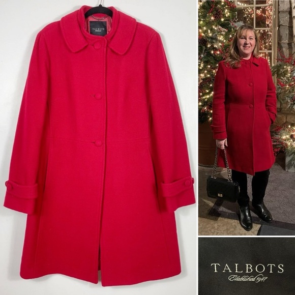 Talbots Jackets & Blazers - Talbots red wool blend tailored coat . Size 12